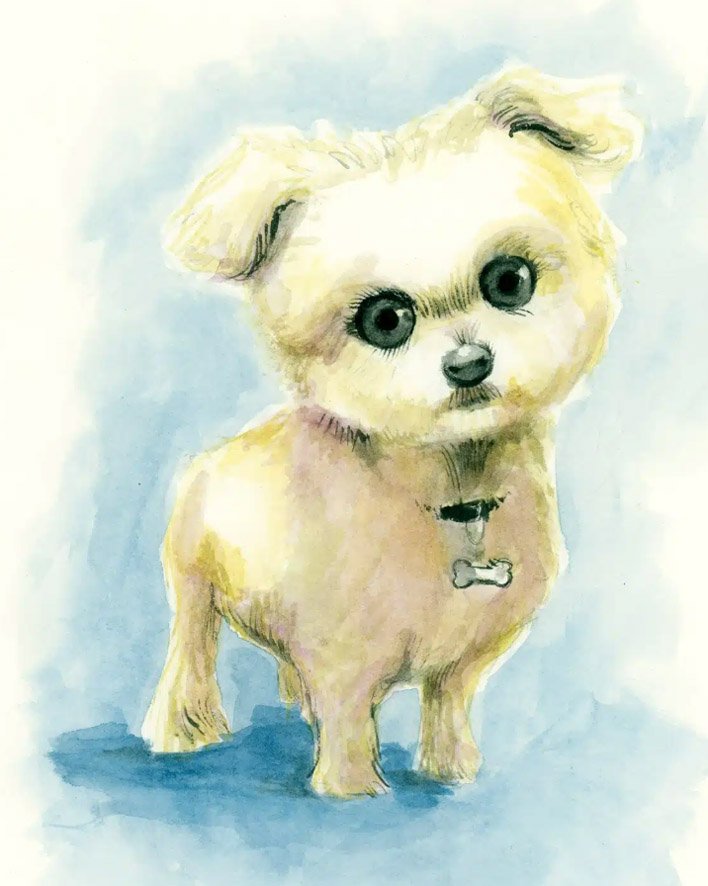 Aquarelle chien — Sébastien Rieu