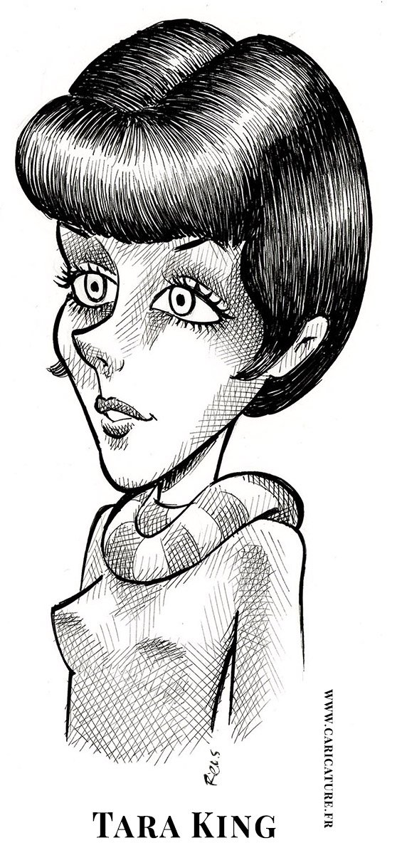 Tara King caricature — The Avengers — hand-drawn by Sébastien Rieu