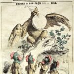 The Eagle and the Roosters. Caricature using animal figures to comment on political and social situations.