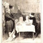 Strangers in Paris — dining at a restaurant — Daumier.