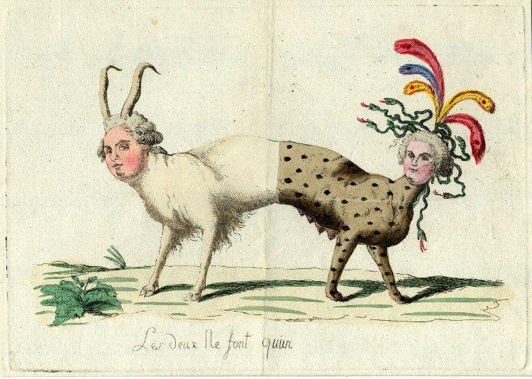 Caricature of Marie Antoinette as a harpy — French Revolutionary propaganda